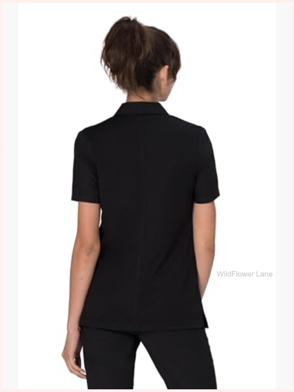 Women's Snap Front Work Shirt Short Sleeve Polyester Cotton - Picture 3 of 5